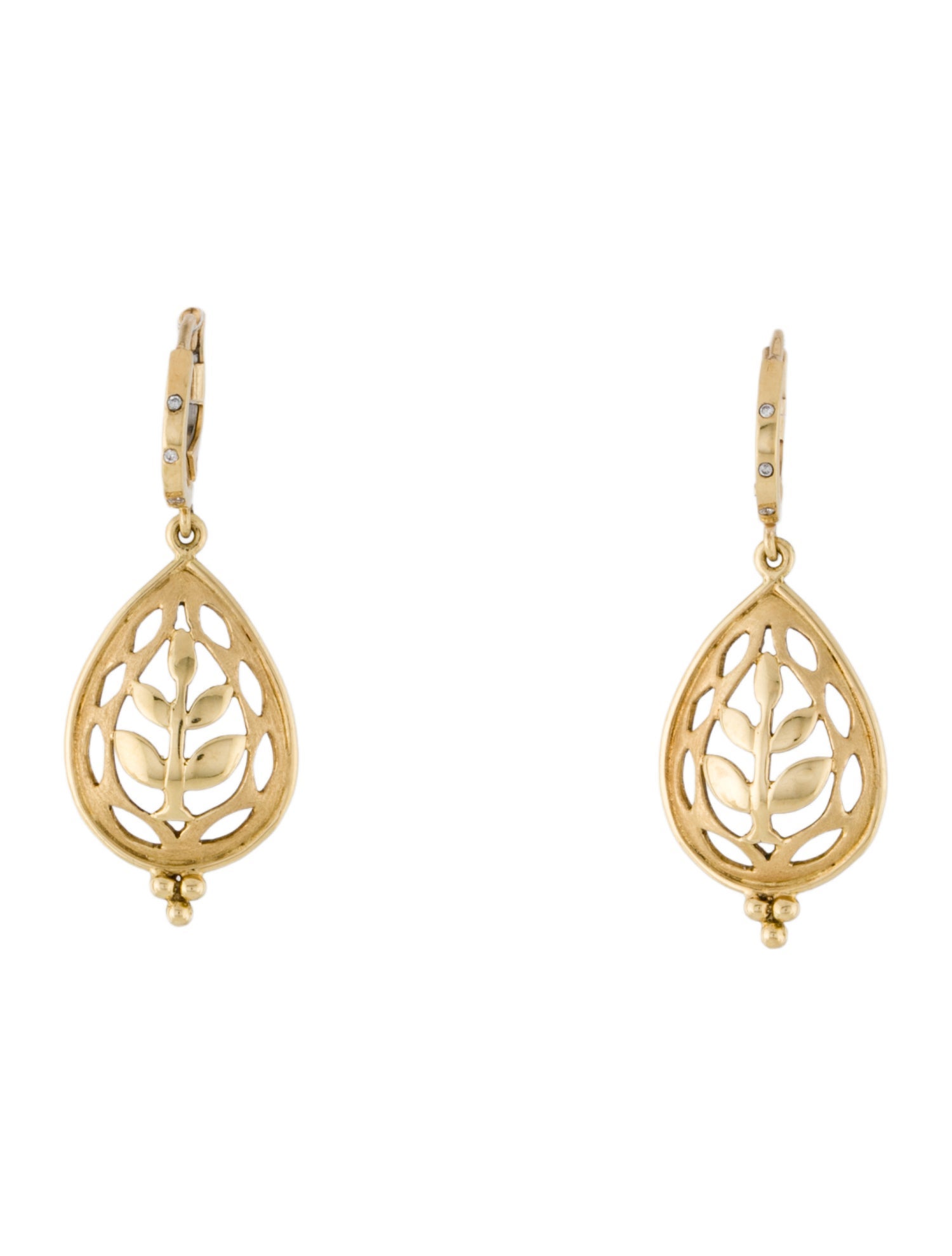 Temple St. Clair 18K Diamond Vine Drop Earrings