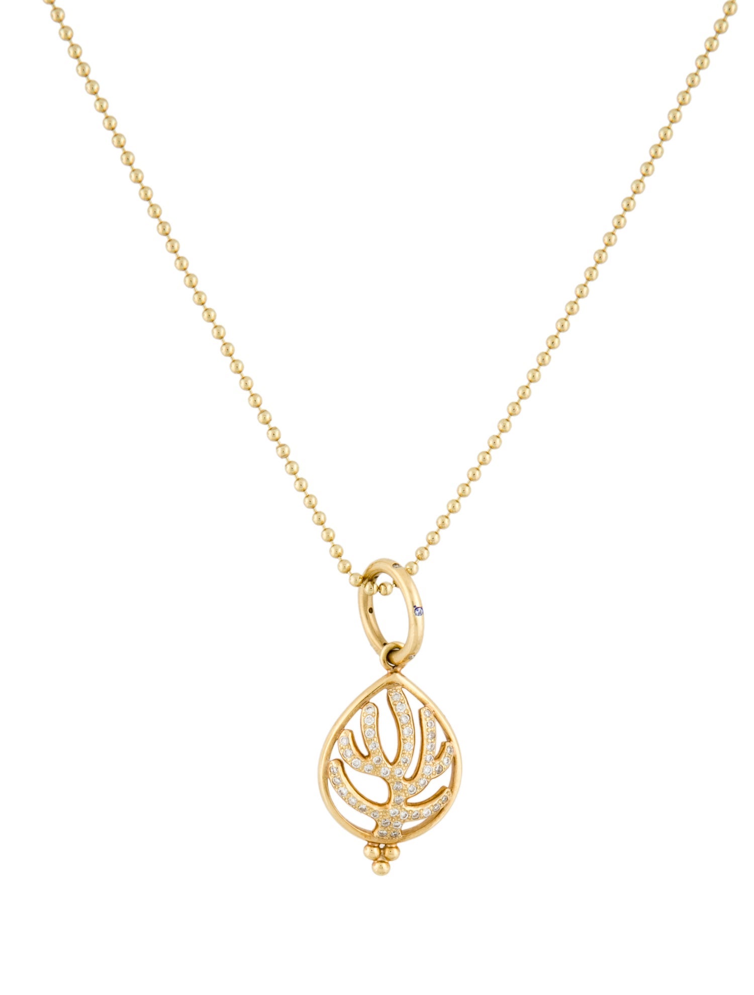 Temple St. Clair 18K Diamond Coral Motif Necklace