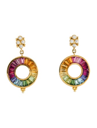 Temple St. Clair 18K Multistone Color Wheel Drop Earrings