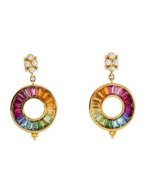 Temple St. Clair 18K Multistone Color Wheel Drop Earrings