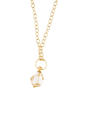 Temple St. Clair 18K Quartz & Diamond Medium Vine Amulet Oval Chain Pendant Necklace