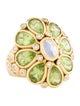 Temple St. Clair 18K Peridot, Moonstone & Diamond Blossom Ring