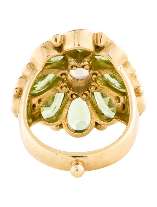 Temple St. Clair 18K Peridot, Moonstone & Diamond Blossom Ring