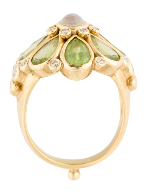 Temple St. Clair 18K Peridot, Moonstone & Diamond Blossom Ring