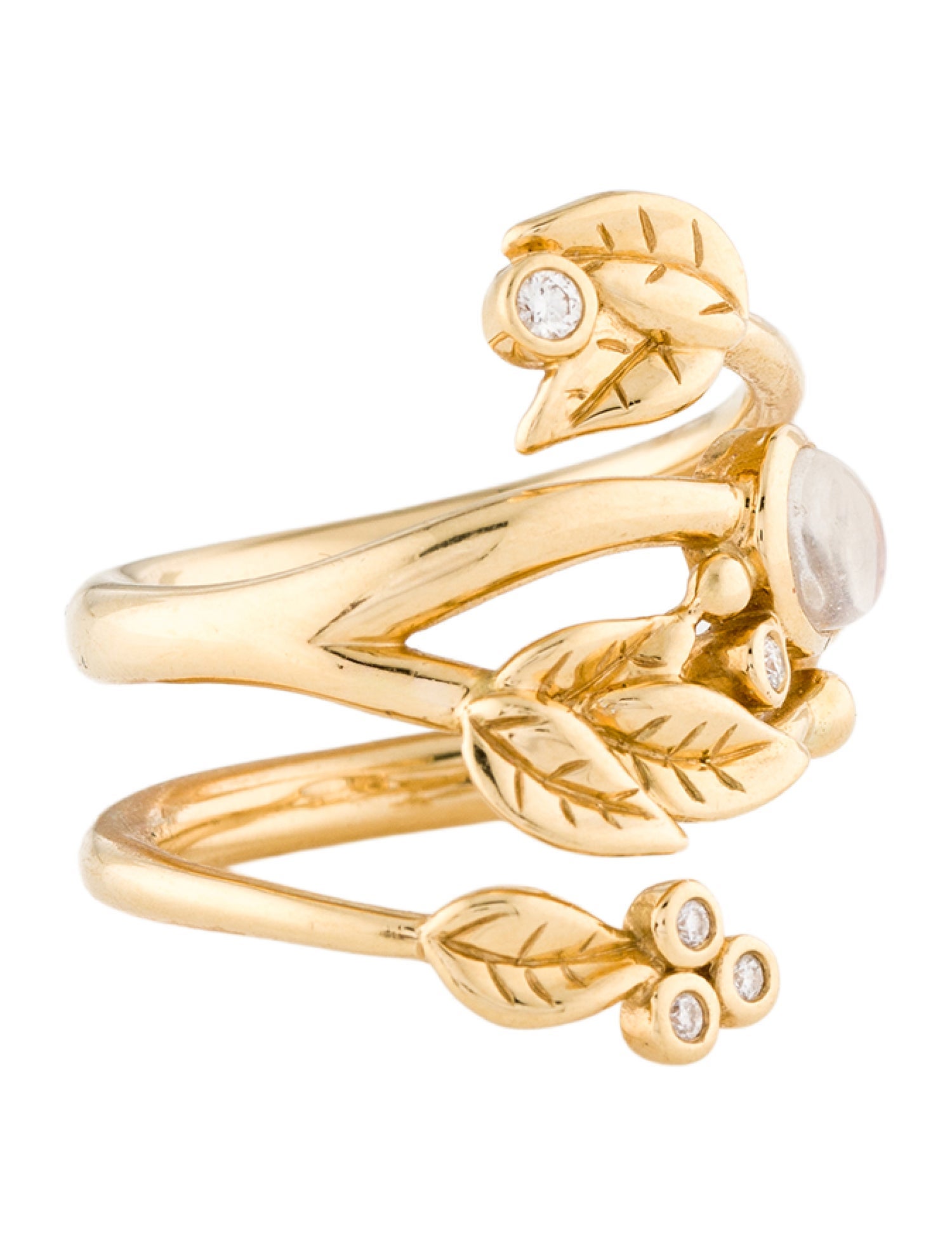 Temple St. Clair 18K Moonstone & Diamond Vine Cocktail Ring