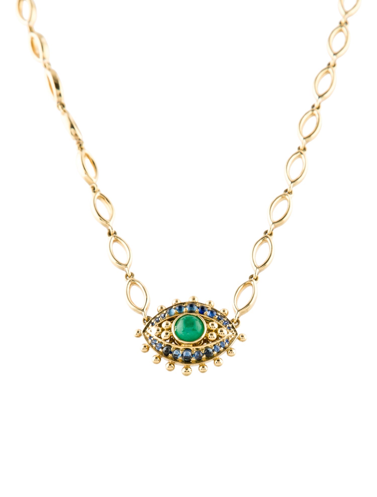 Temple St. Clair 18K Emerald, Sapphire, & Diamond Evil Eye Pendant Necklace