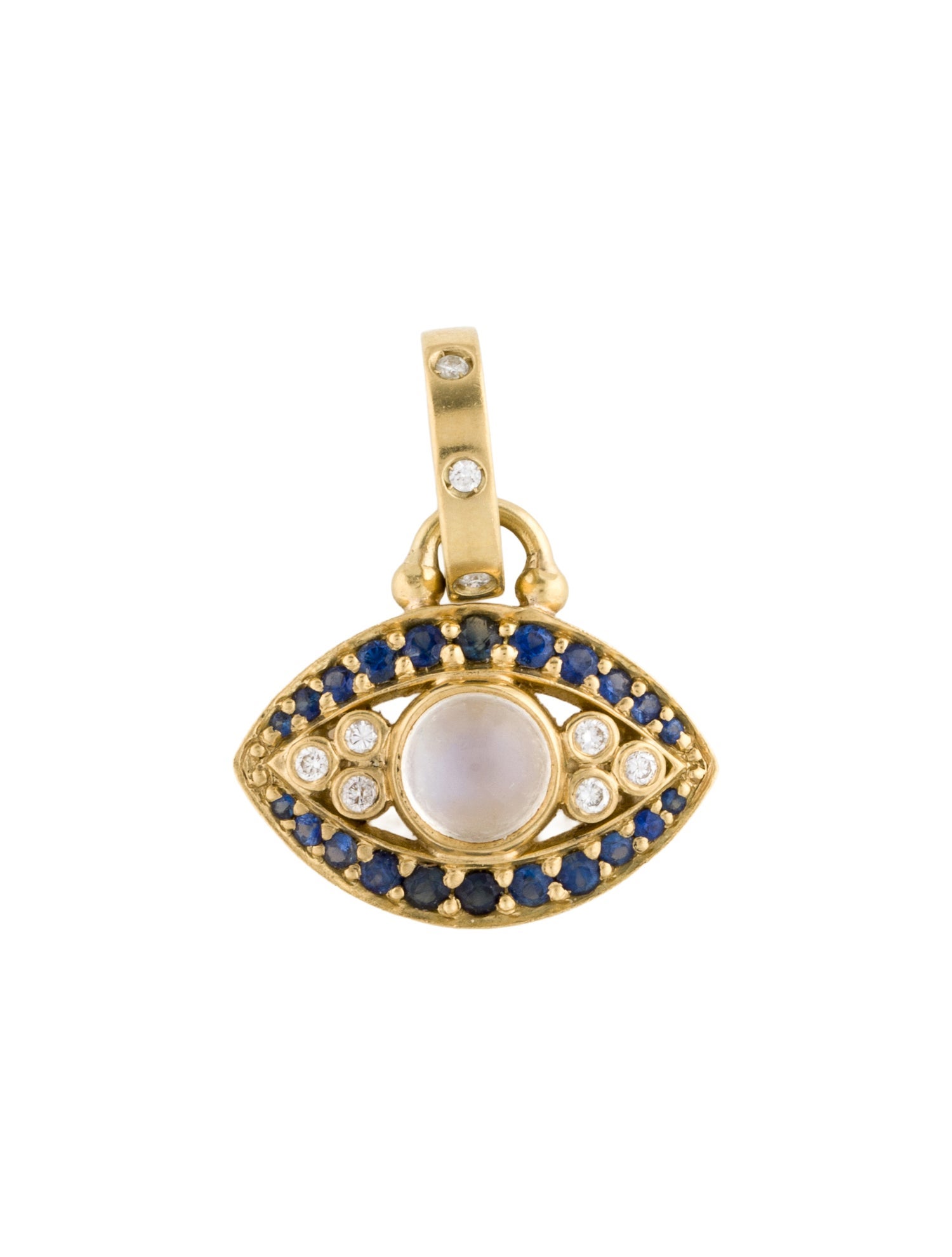 Temple St. Clair 18K Moonstone, Sapphire & Diamond Evil Eye Pendant