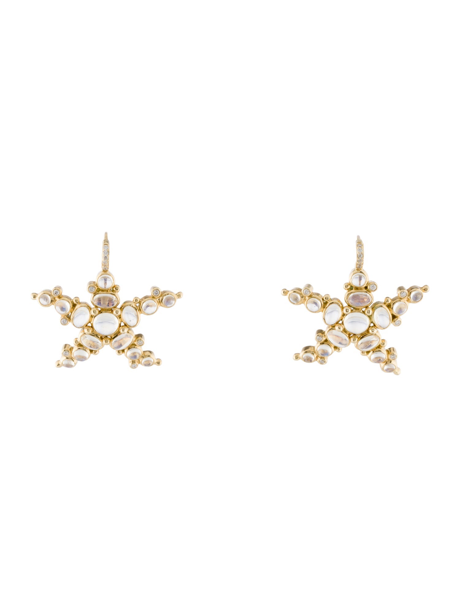 Temple St. Clair 18K 3.82ctw Moonstone & Diamond Sea Star Drop Earrings