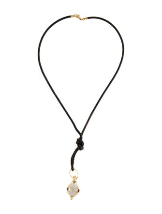 Temple St. Clair 18K Multi-Stone Precious Amulet w/ Leather Cord Necklace