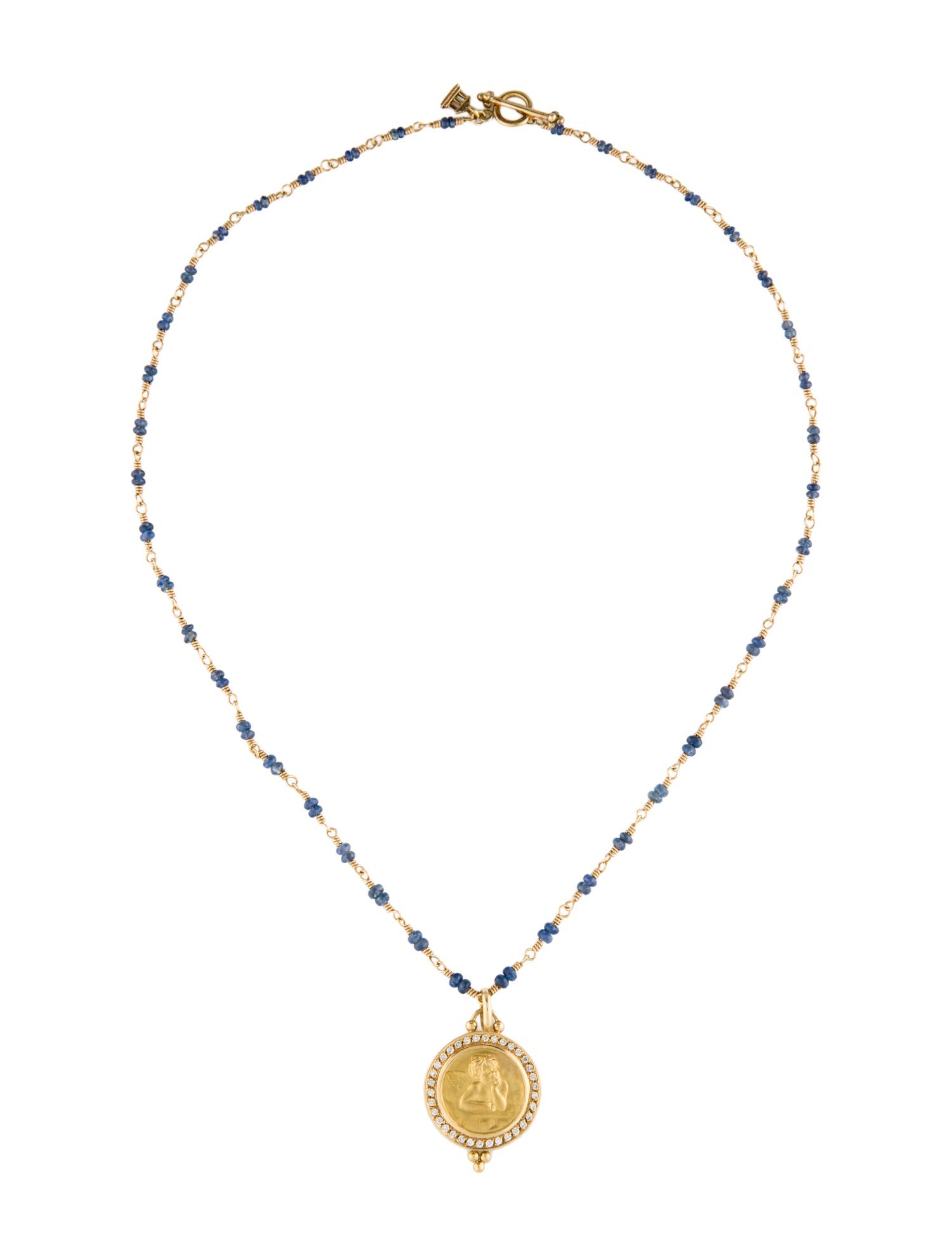 Temple St. Clair Sapphire & Diamond Angel Pendant Necklace