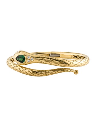 Temple St. Clair 18K Tsavorite & Diamond Bella Serpent Bracelet