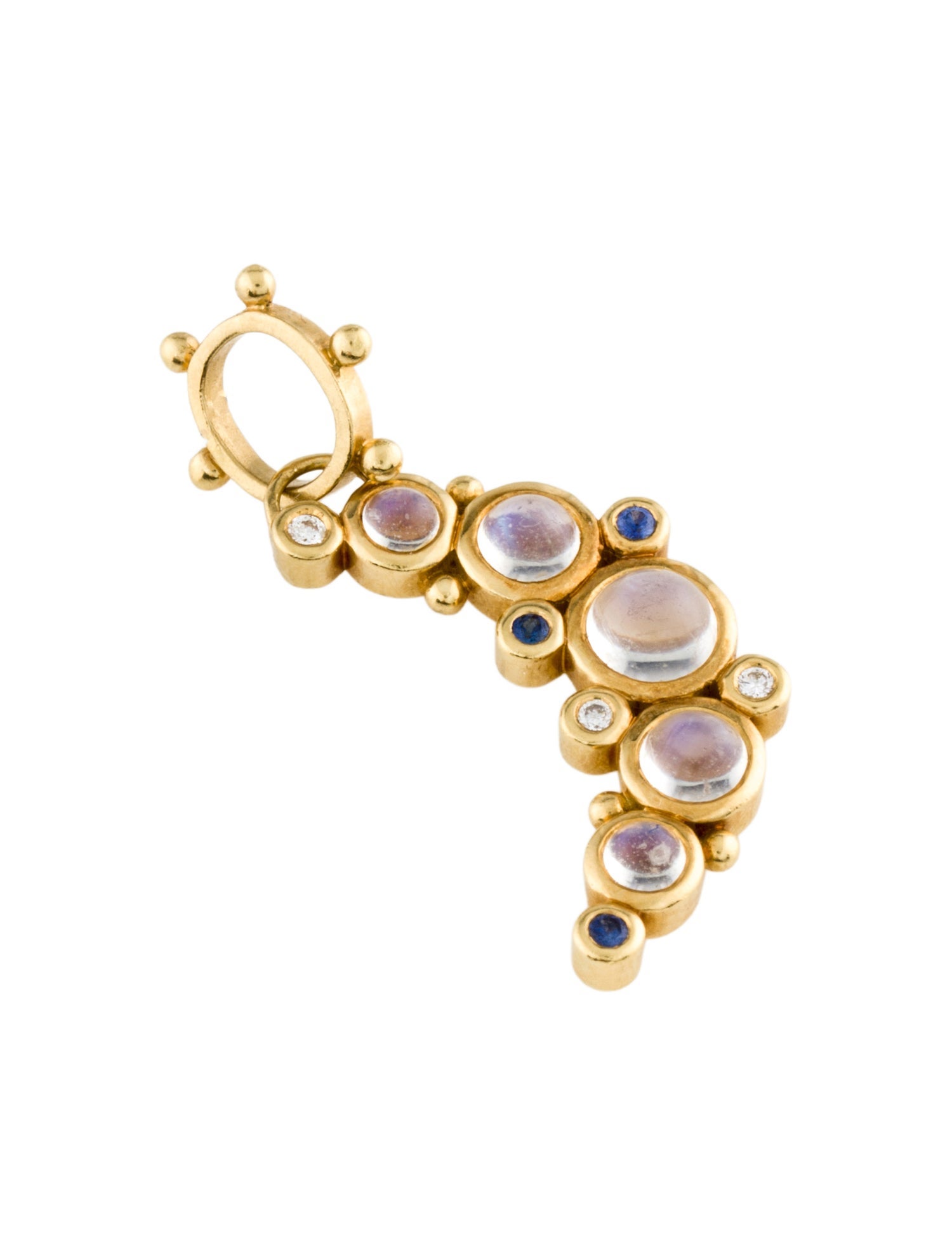 Temple St. Clair 18K Diamond, Moonstone & Sapphire Crescent Moon Pendant