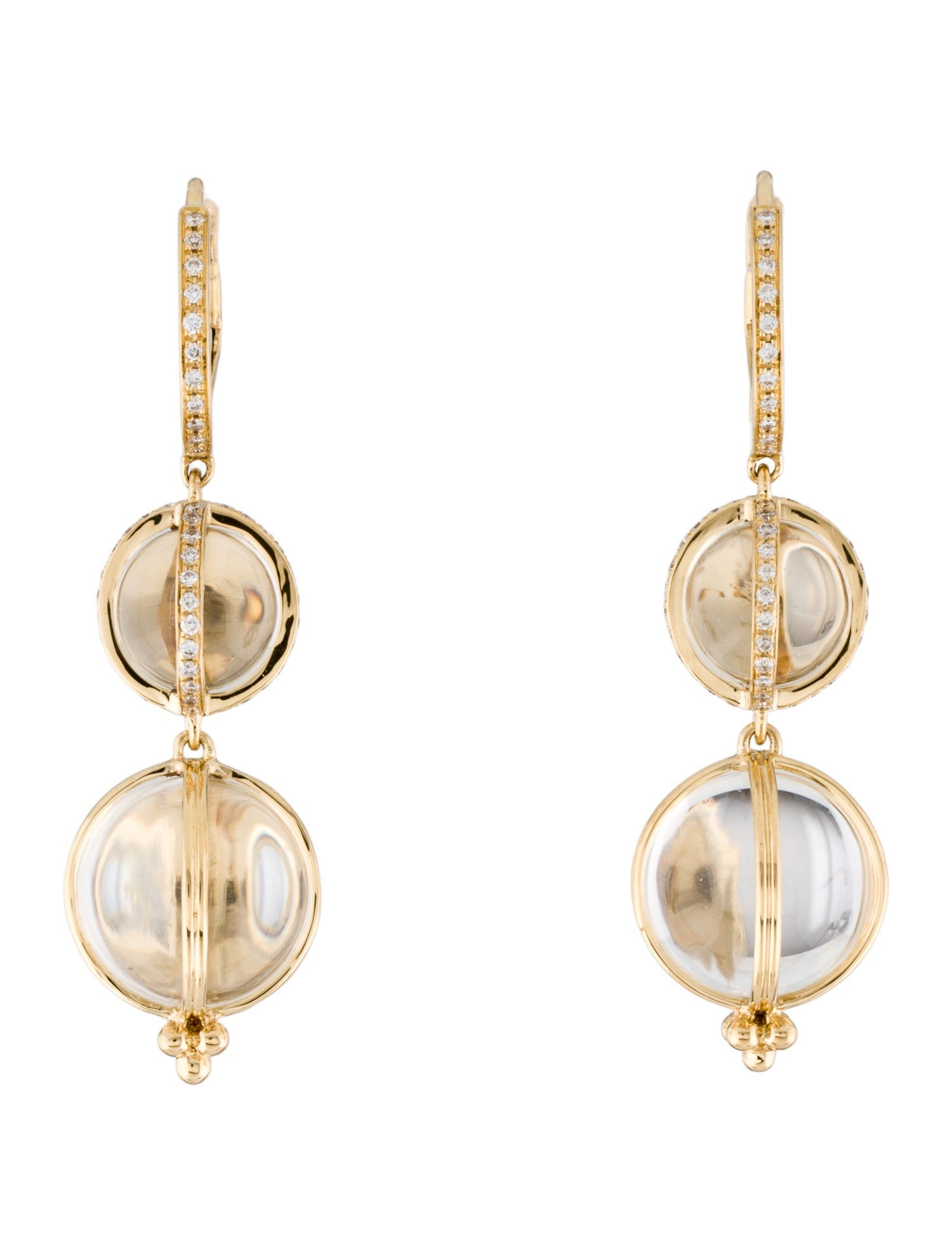 Temple St. Clair 18K Quartz & Diamond Double Amulet Drop Earrings