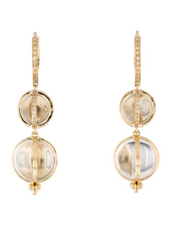 Temple St. Clair 18K Quartz & Diamond Double Amulet Drop Earrings