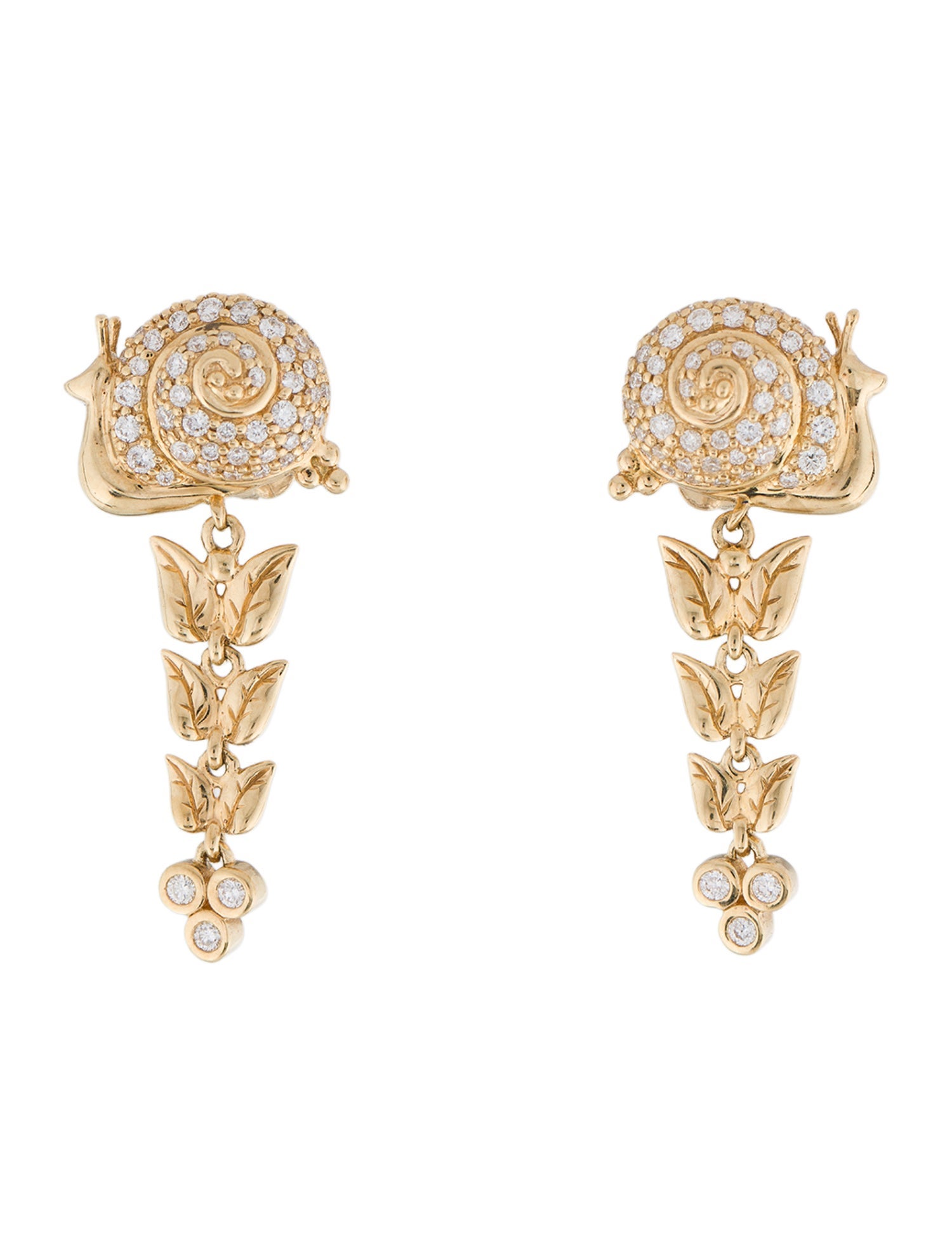 Temple St. Clair 18K 1.00ctw Diamond Snail & Vine Drop Earrings