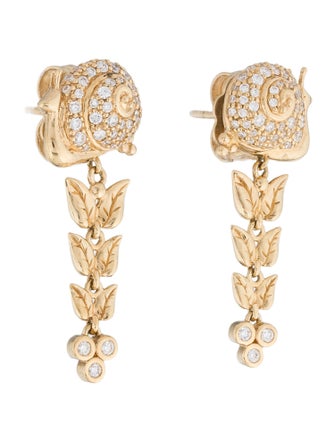 Temple St. Clair 18K 1.00ctw Diamond Snail & Vine Drop Earrings