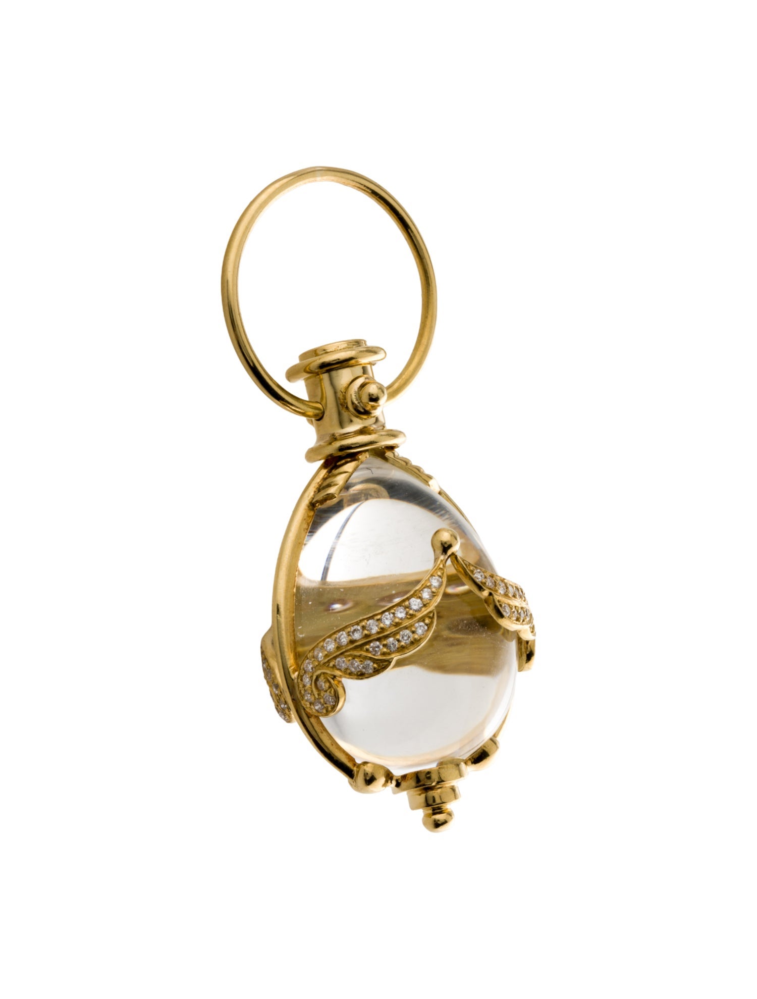 Temple St. Clair 18K Quartz & Diamond Angel Wings Pave Amulet Pendant