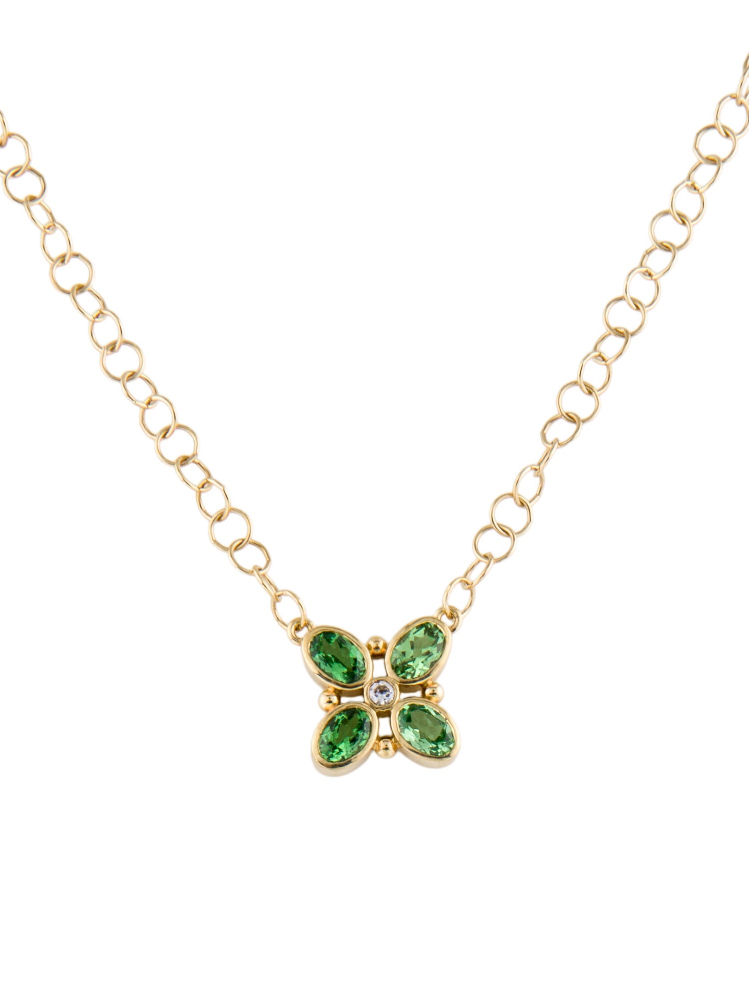 Temple St. Clair 18K Tsavorite & Diamond Quadrifoglio Pendant Necklace