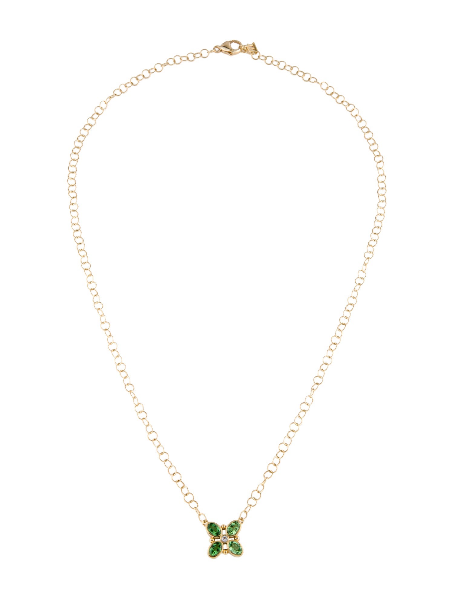 Temple St. Clair 18K Tsavorite & Diamond Quadrifoglio Pendant Necklace