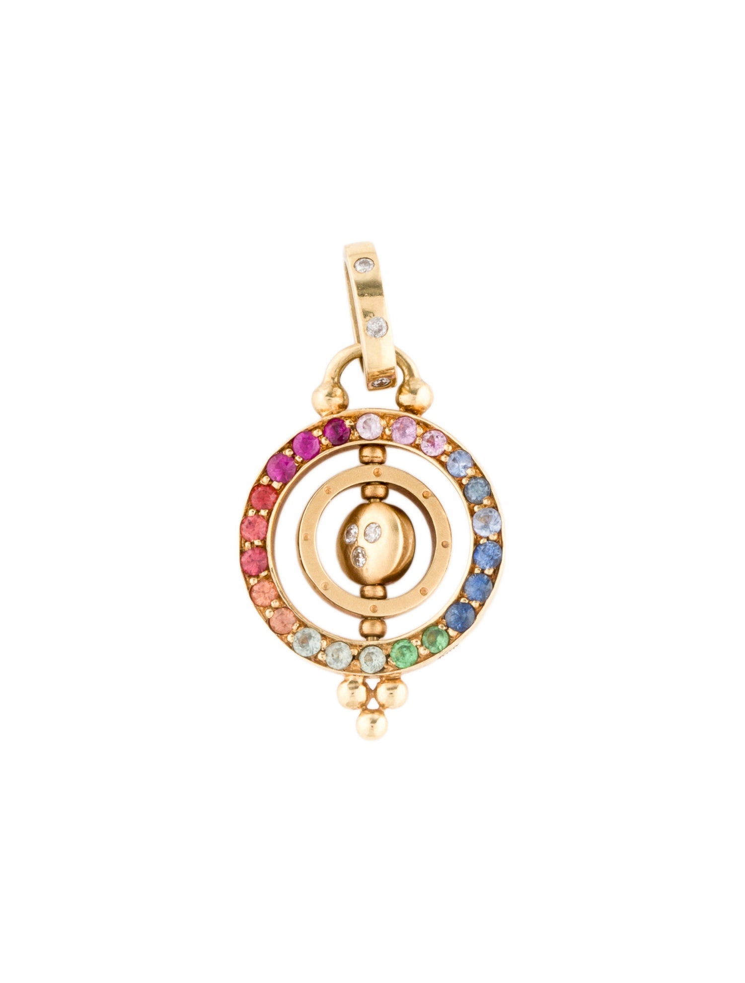 Temple St. Clair 18K Sapphire, Ruby, Tsavorite, & Diamond Orbit Pendant