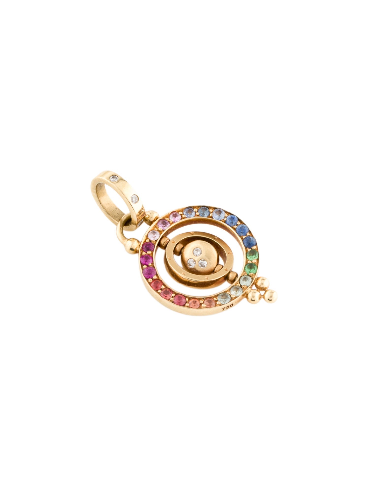 Temple St. Clair 18K Sapphire, Ruby, Tsavorite, & Diamond Orbit Pendant