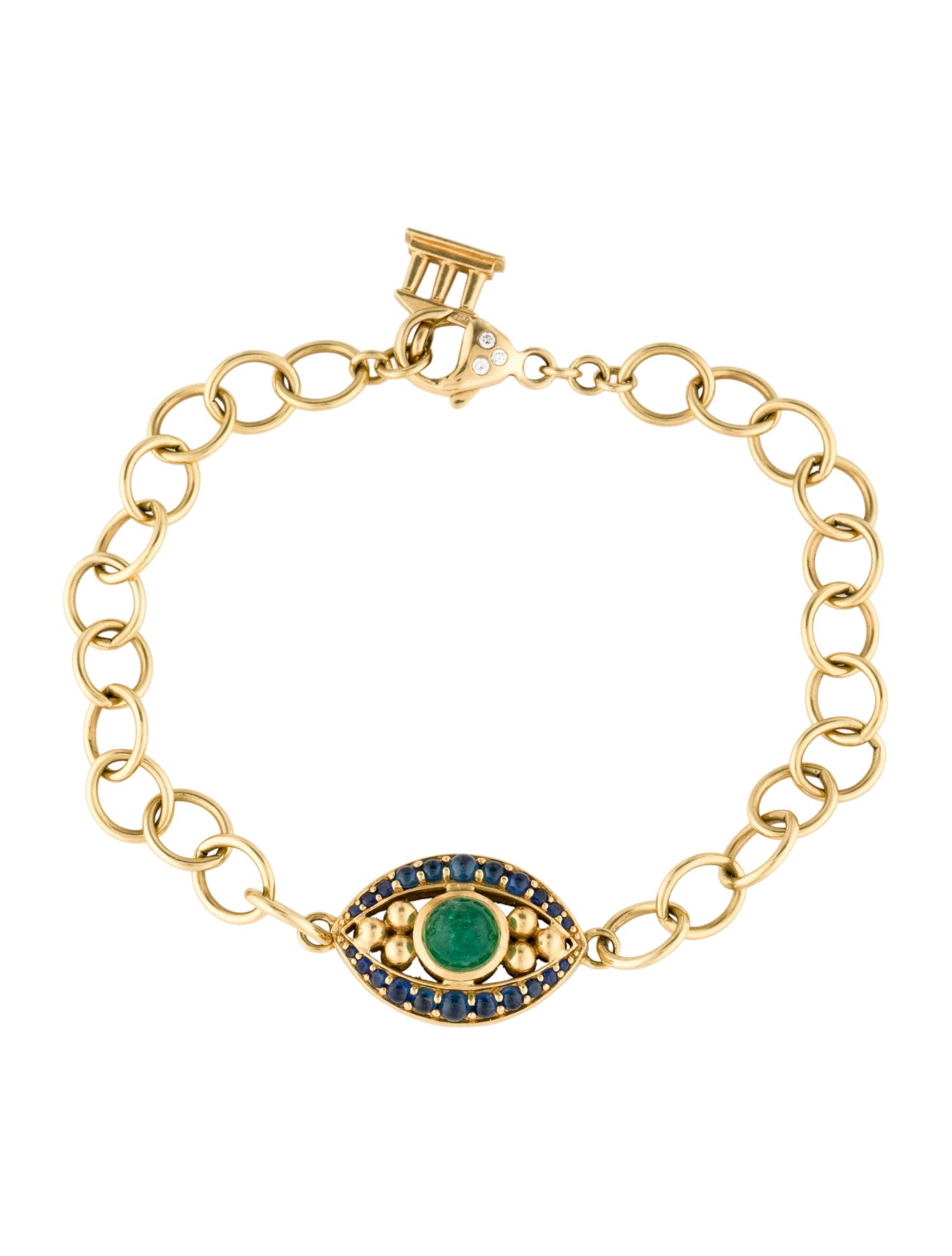 Temple St. Clair 18K Emerald, Sapphire & Diamond Evil Eye Charm Bracelet