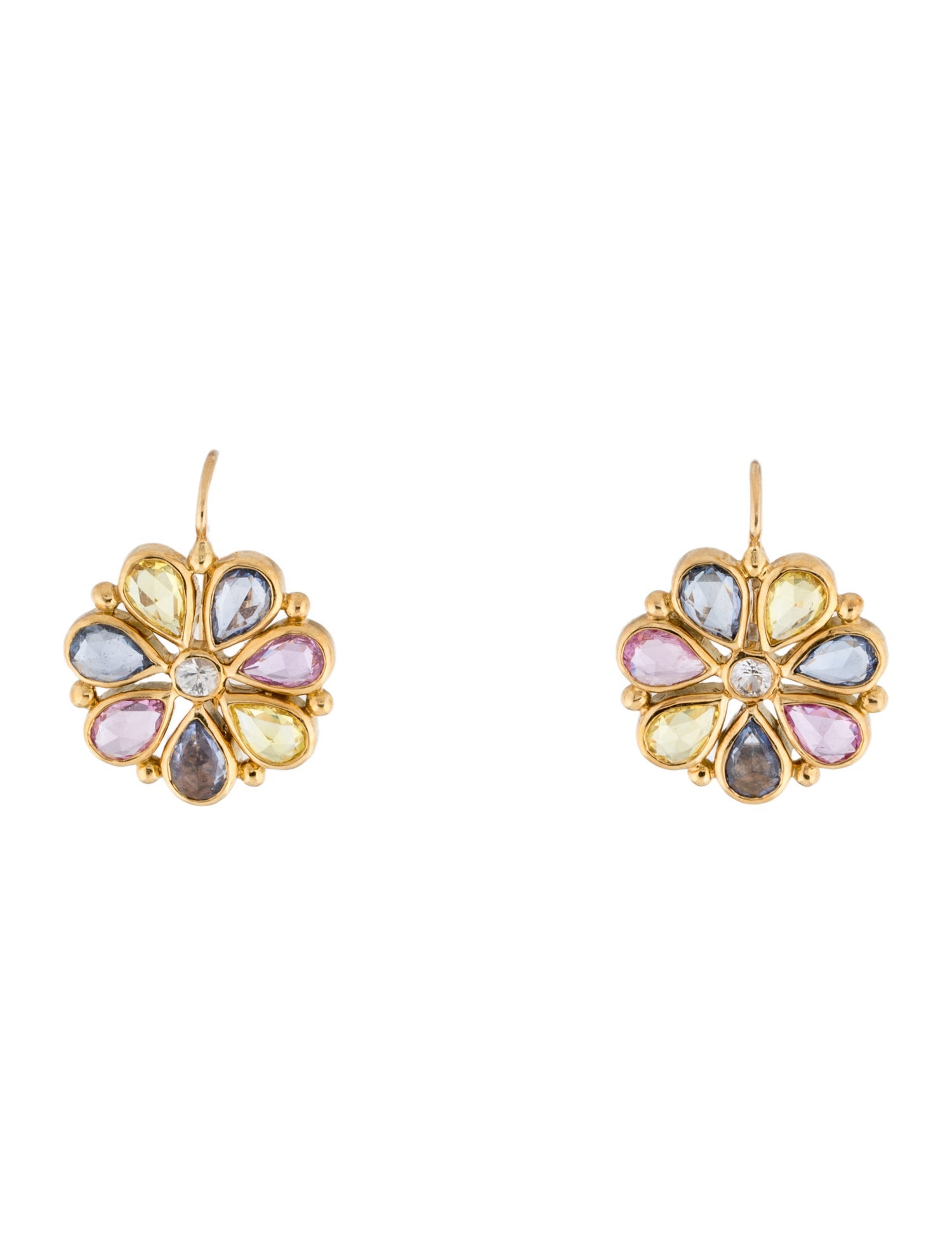 Temple St. Clair 18K Sapphire & Diamond Flower Drop Earrings