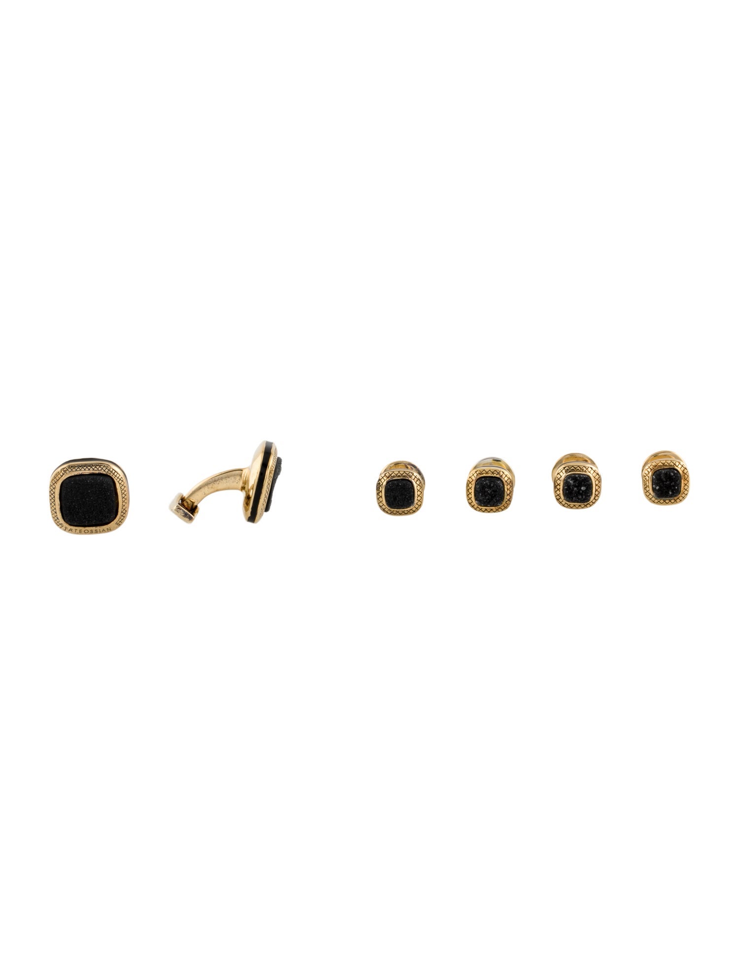 Tom Ford 18K Onyx & Diamond Cufflink & Shirt Stud Set - 18K