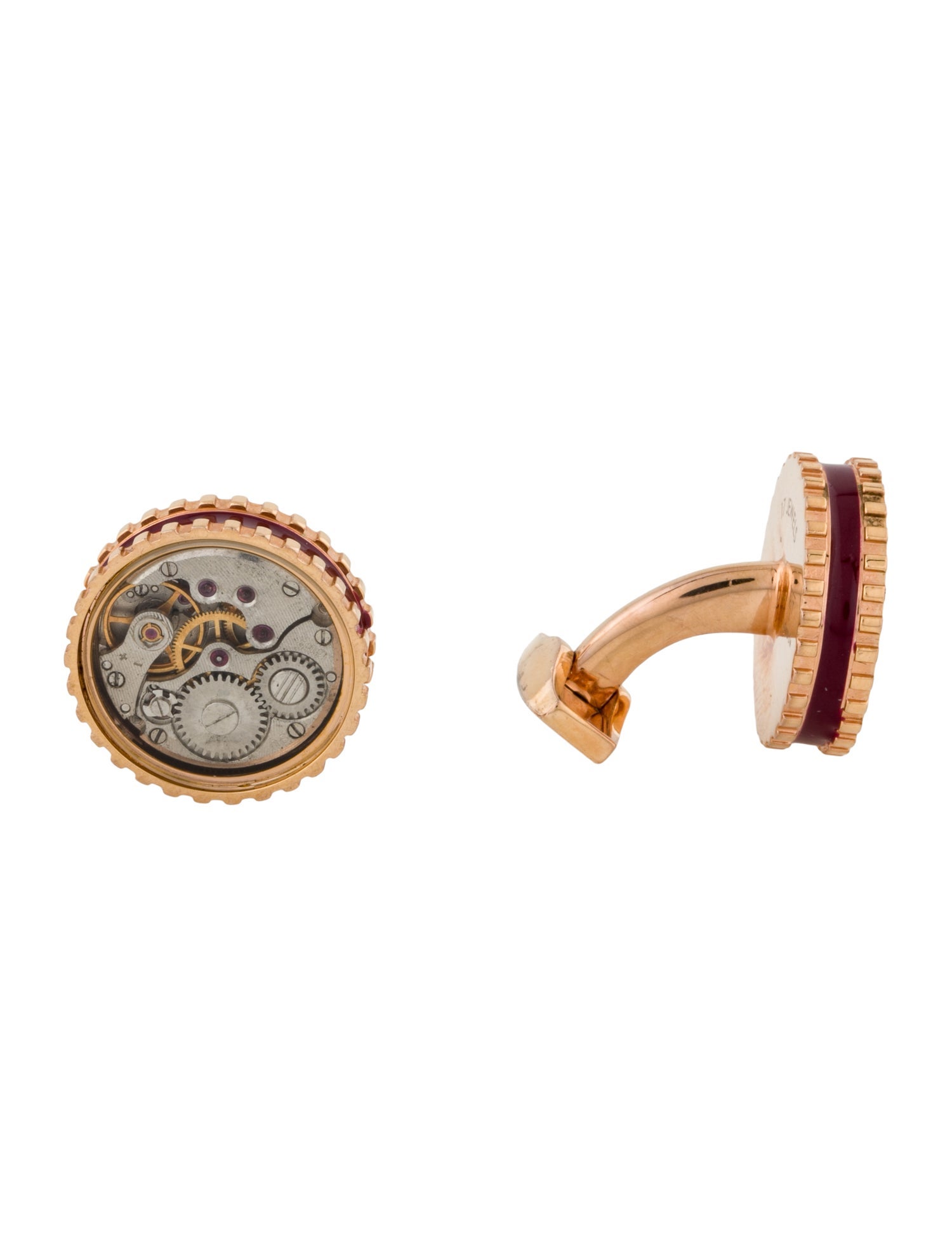 Tateossian Enamel Round Skeleton Gear Cufflinks