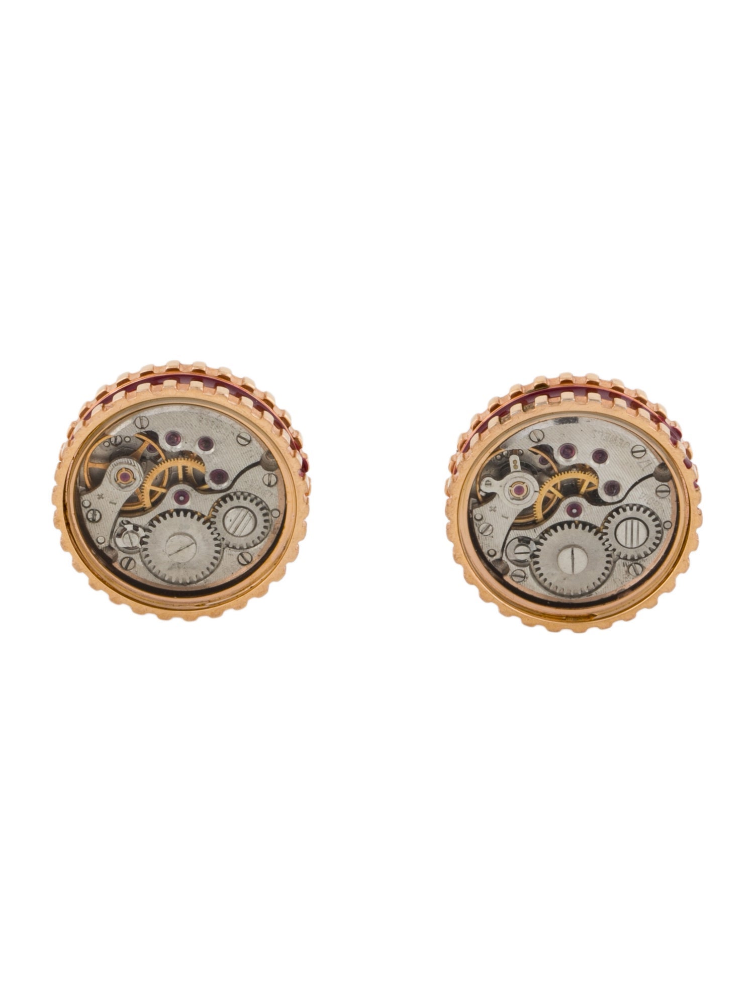 Tateossian Enamel Round Skeleton Gear Cufflinks