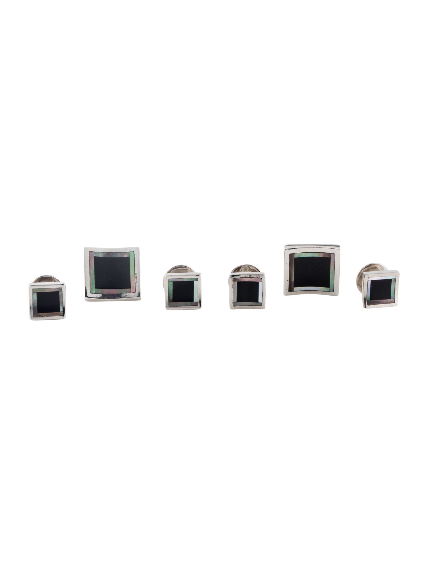Tateossian Mother of Pearl & Onyx Cufflink & Shirt Stud Set