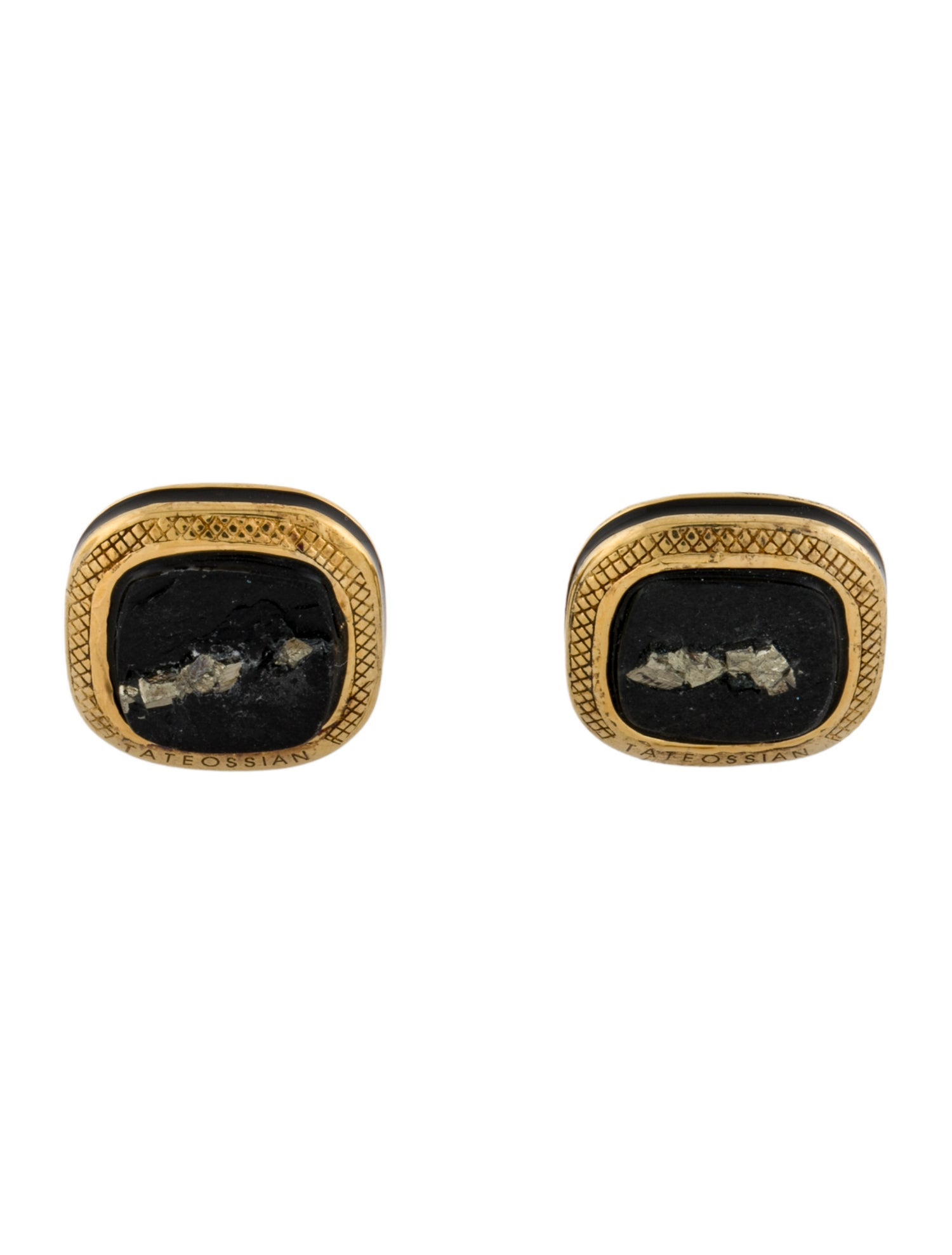 Tateossian Black Stone, Pyrite & Resin Cufflink & Stud Set