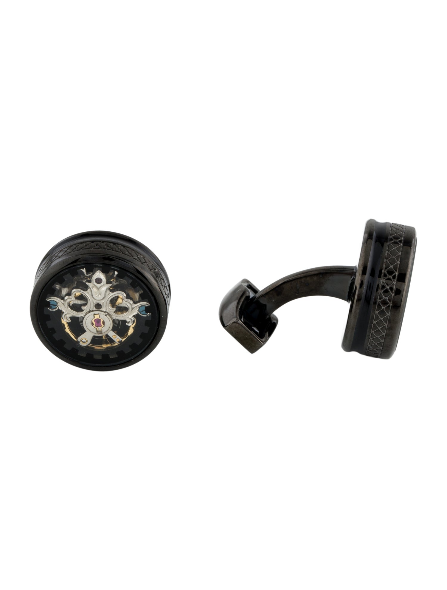 Tateossian Round Tourbillion Gear Cufflinks