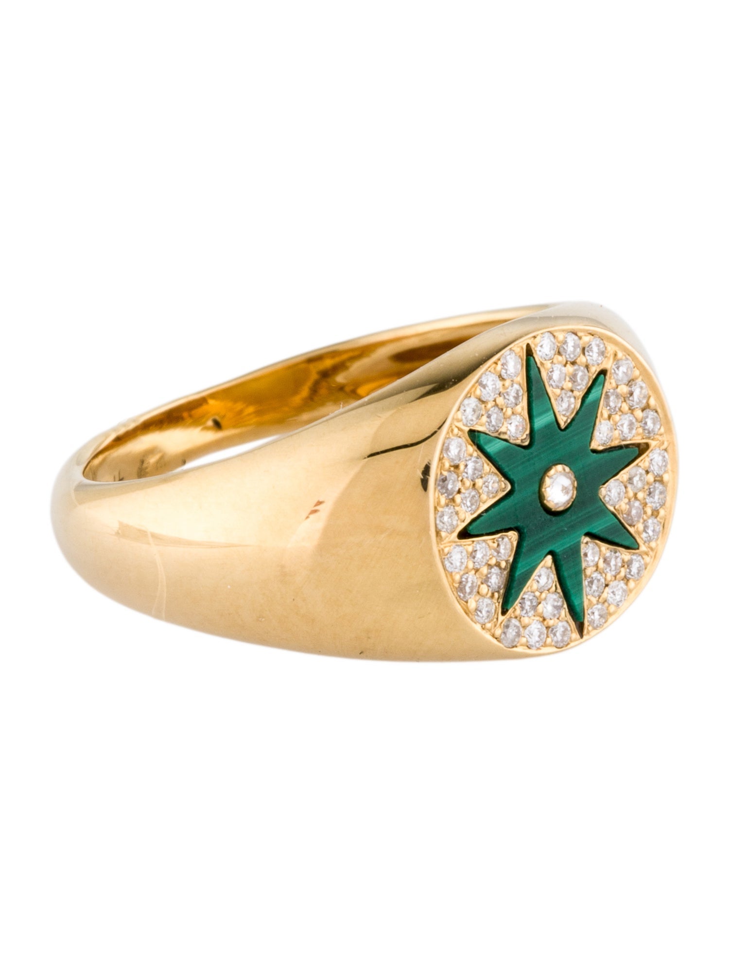Colette Jewelry 18K Malachite & Diamond Star Signet Ring