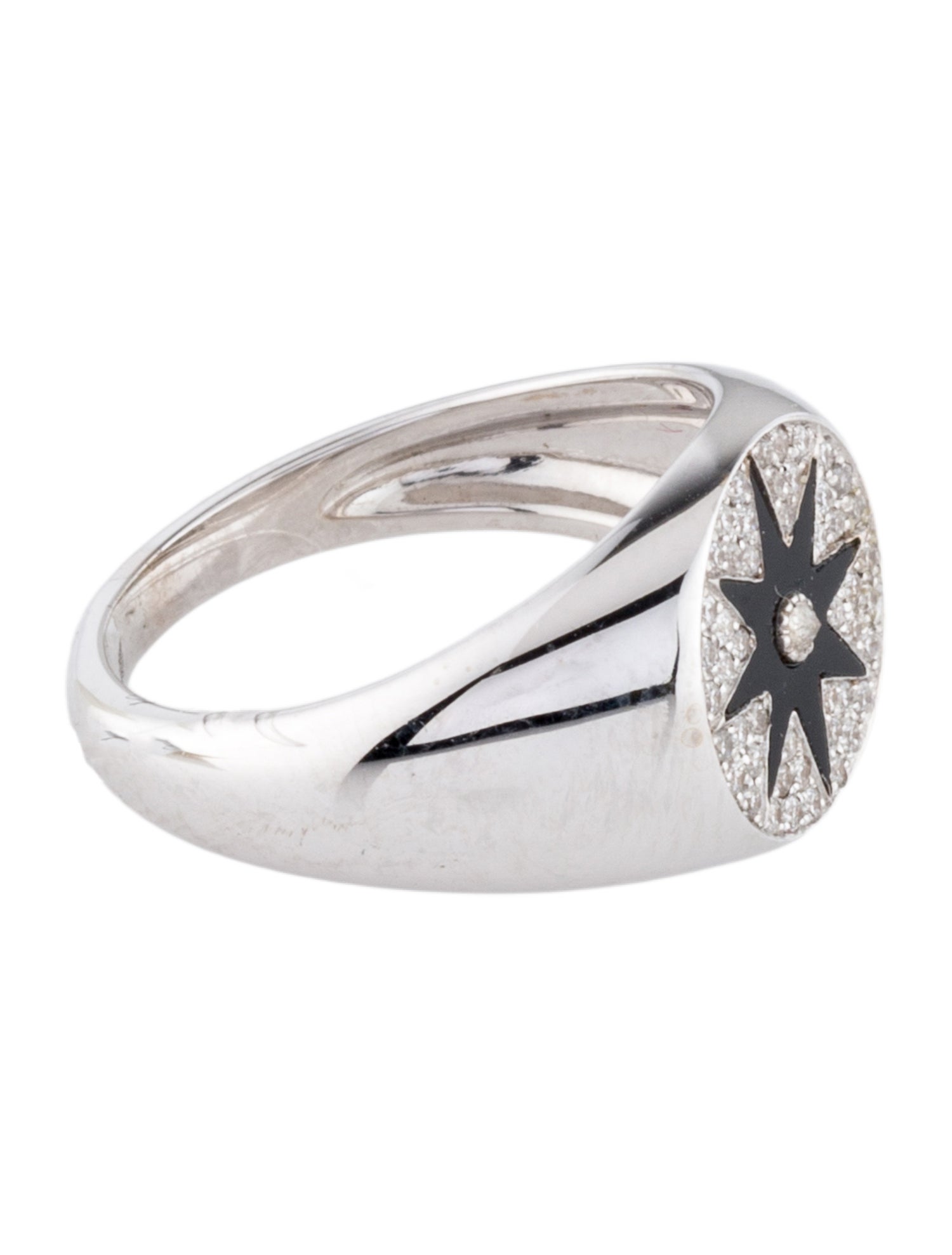 Colette Jewelry 18K Diamond & Onyx Starburst Signet Ring