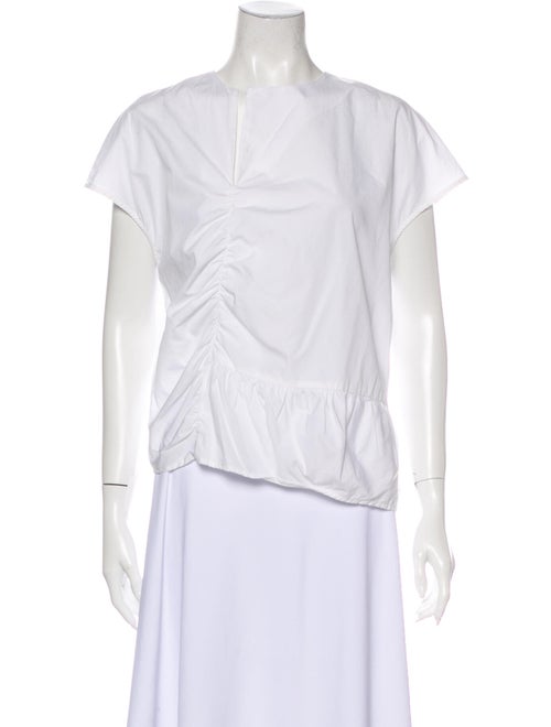 Totême Asymmetrical Short Sleeve Blouse White