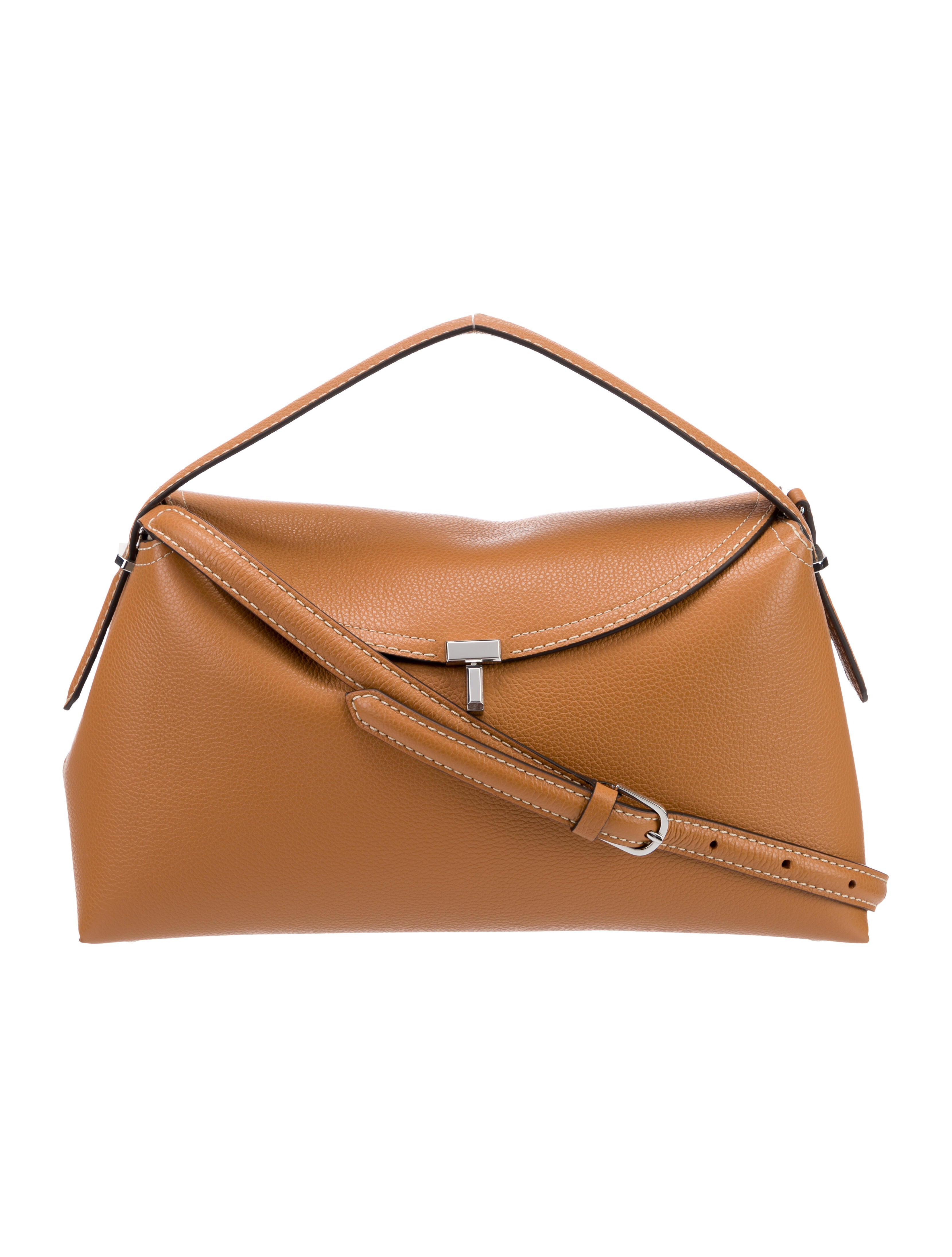 Totême TLock Leather Crossbody Bag Brown Crossbody Bags, Handbags