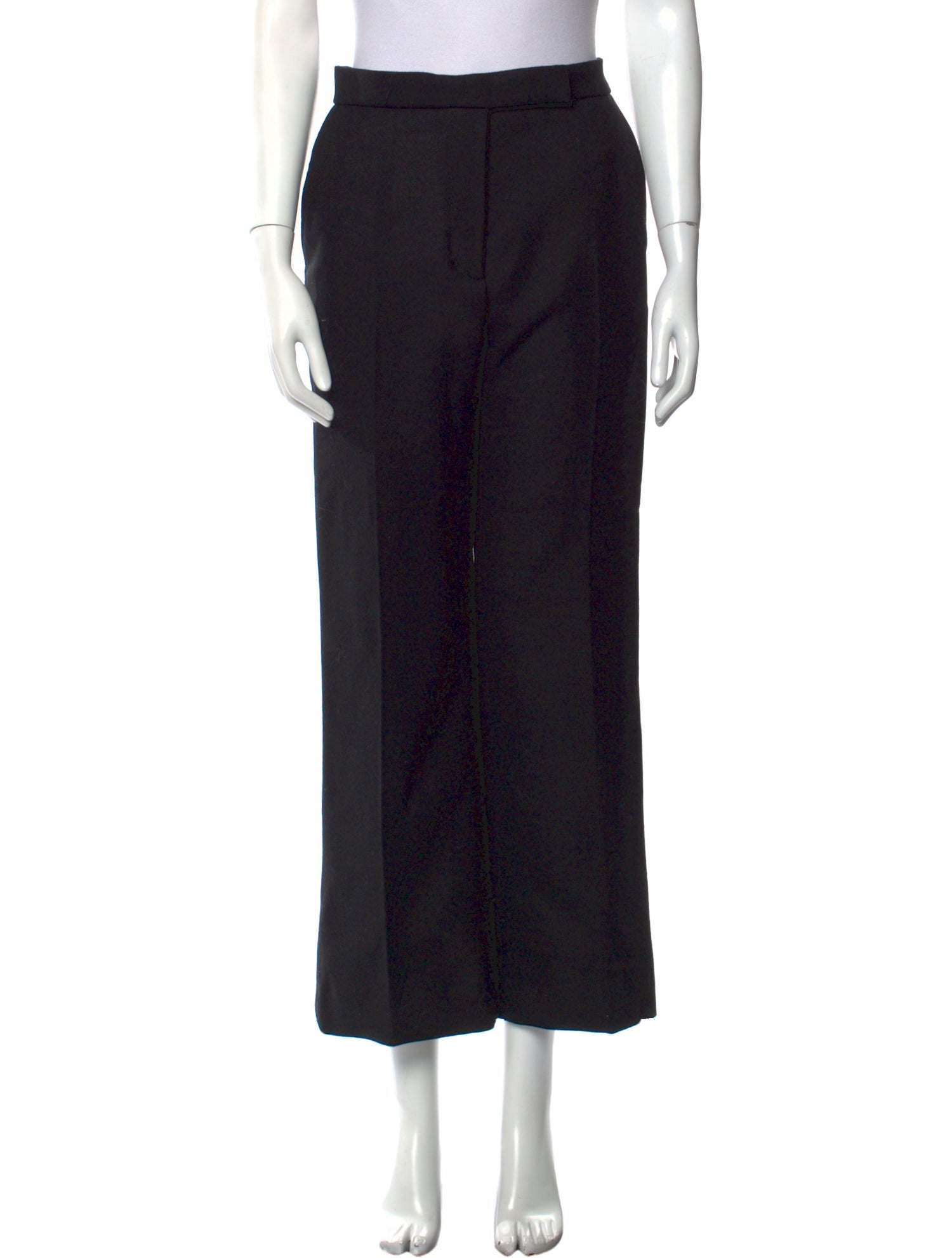 SS25【TOTEME】Black Recycled Wool Wide Leg Trousers Wide knit trousers black – TOTEME