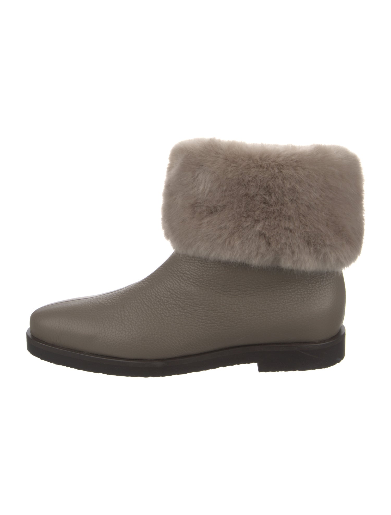 TOTEME Leather Faux Fur Trim Boots