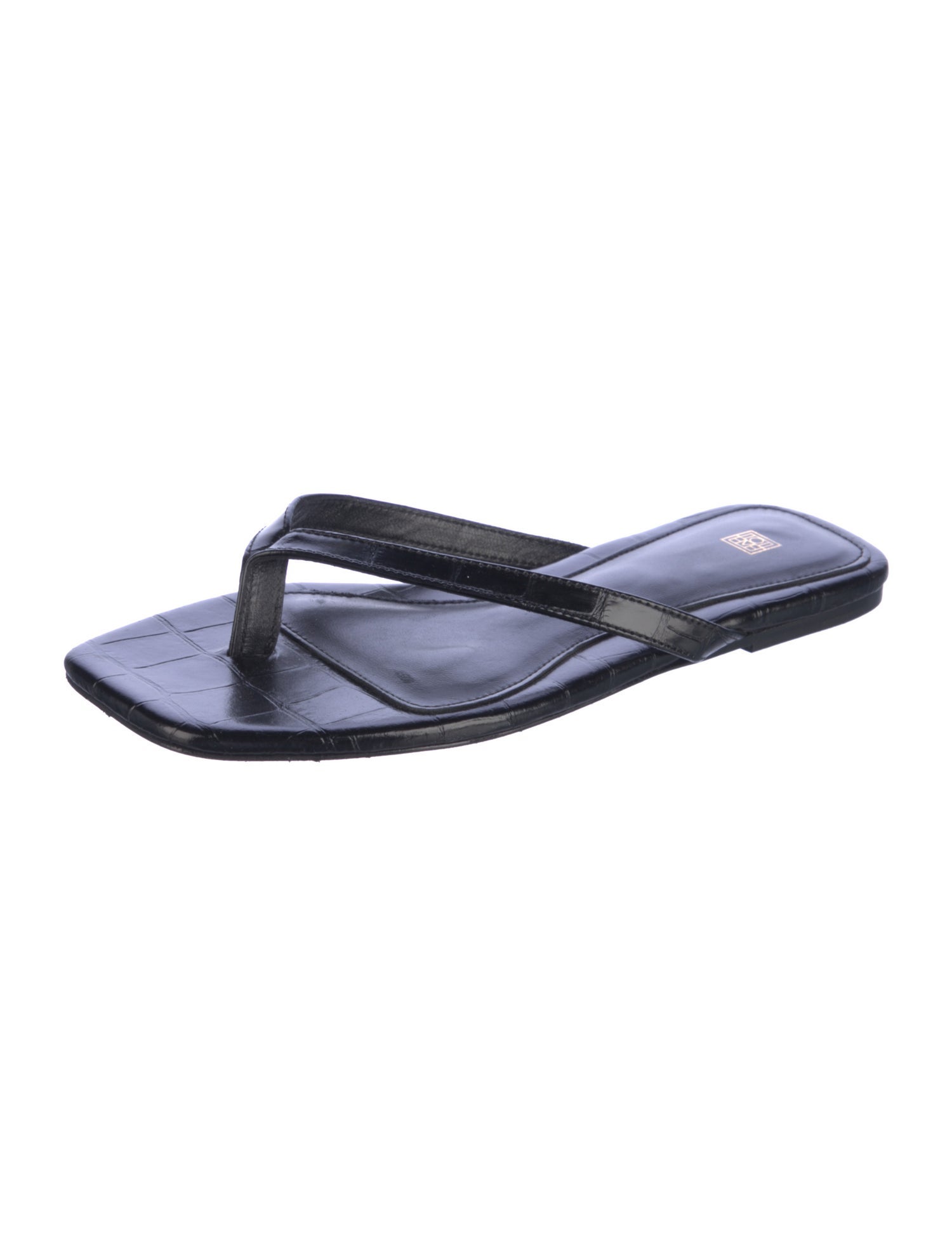 TOTEME Embossed Leather Flip Flops