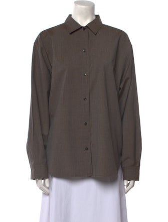 TOTEME Wool Long Sleeve Button-Up Top