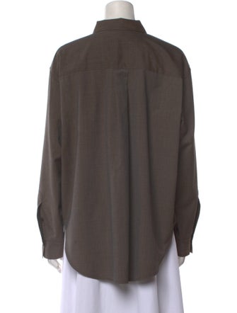 TOTEME Wool Long Sleeve Button-Up Top
