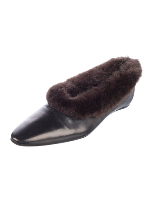 TOTEME Leather Faux Fur Trim Flats