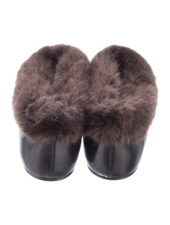 TOTEME Leather Faux Fur Trim Flats