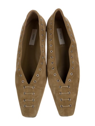 TOTEME Suede Whipstitch Trim Ballet Flats