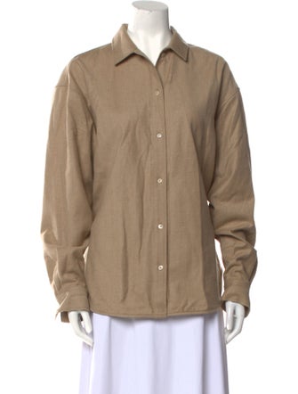 TOTEME Wool Long Sleeve Button-Up Top