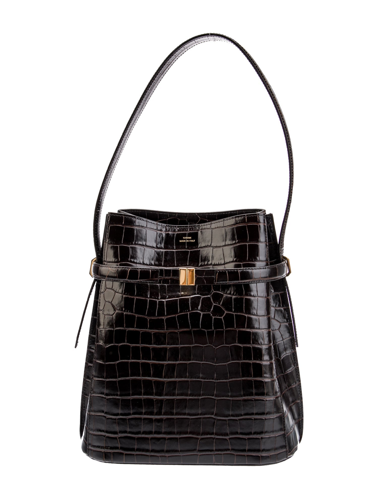 TOTEME Leather Crocodile Embossed Belted