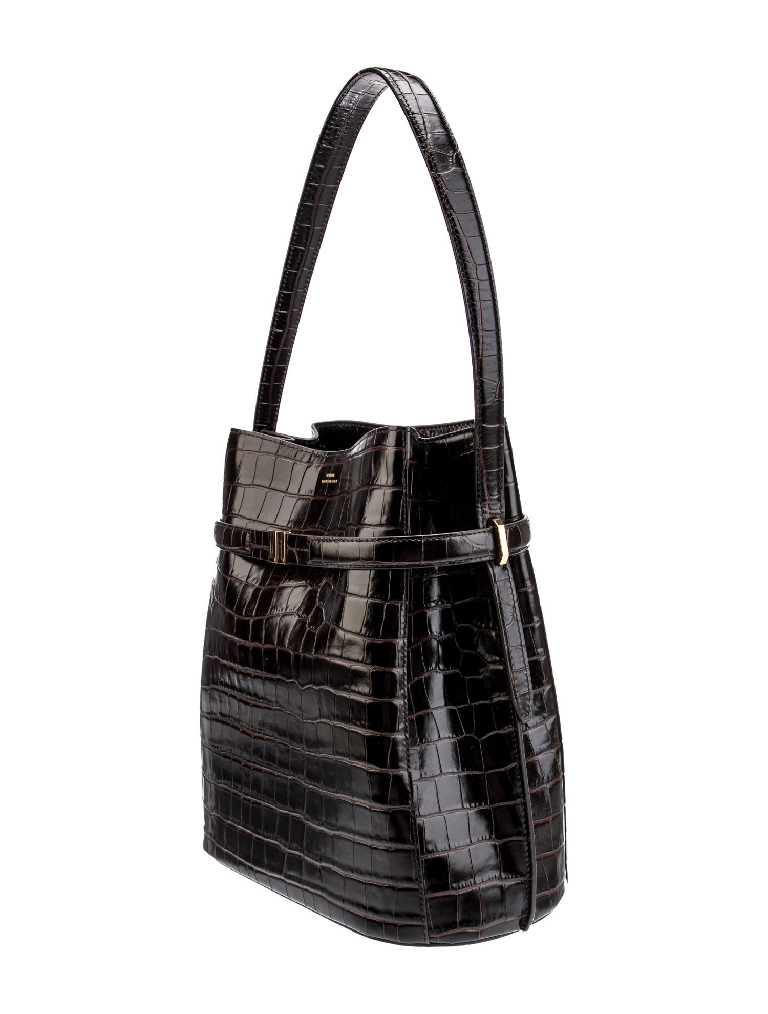 TOTEME Leather Crocodile Embossed Belted