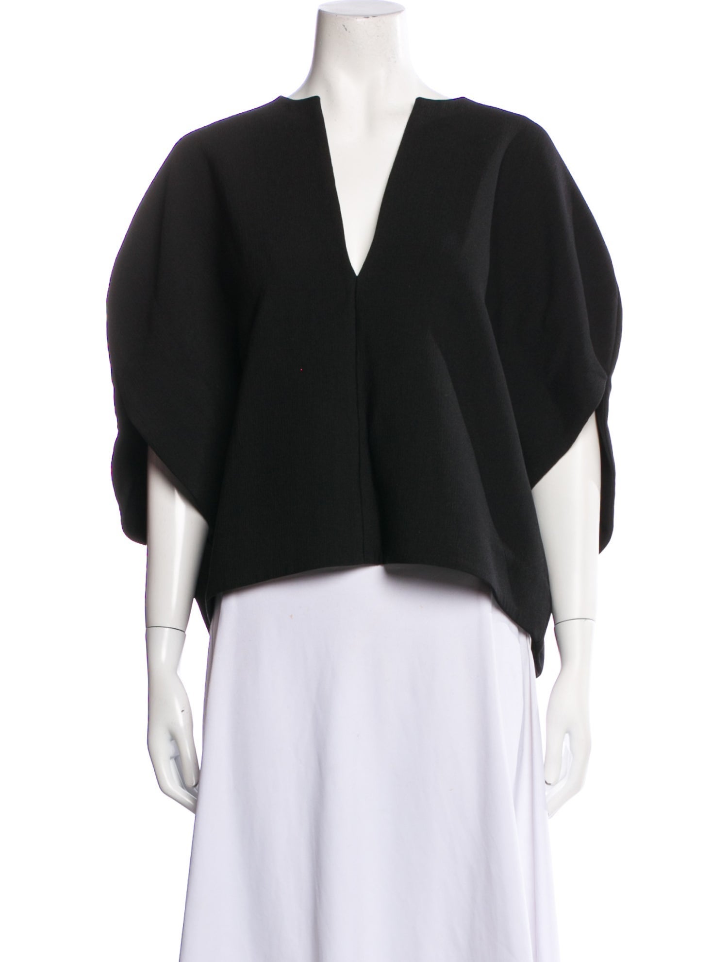 TOTEME V-Neck Three-Quarter Sleeve Crop Top