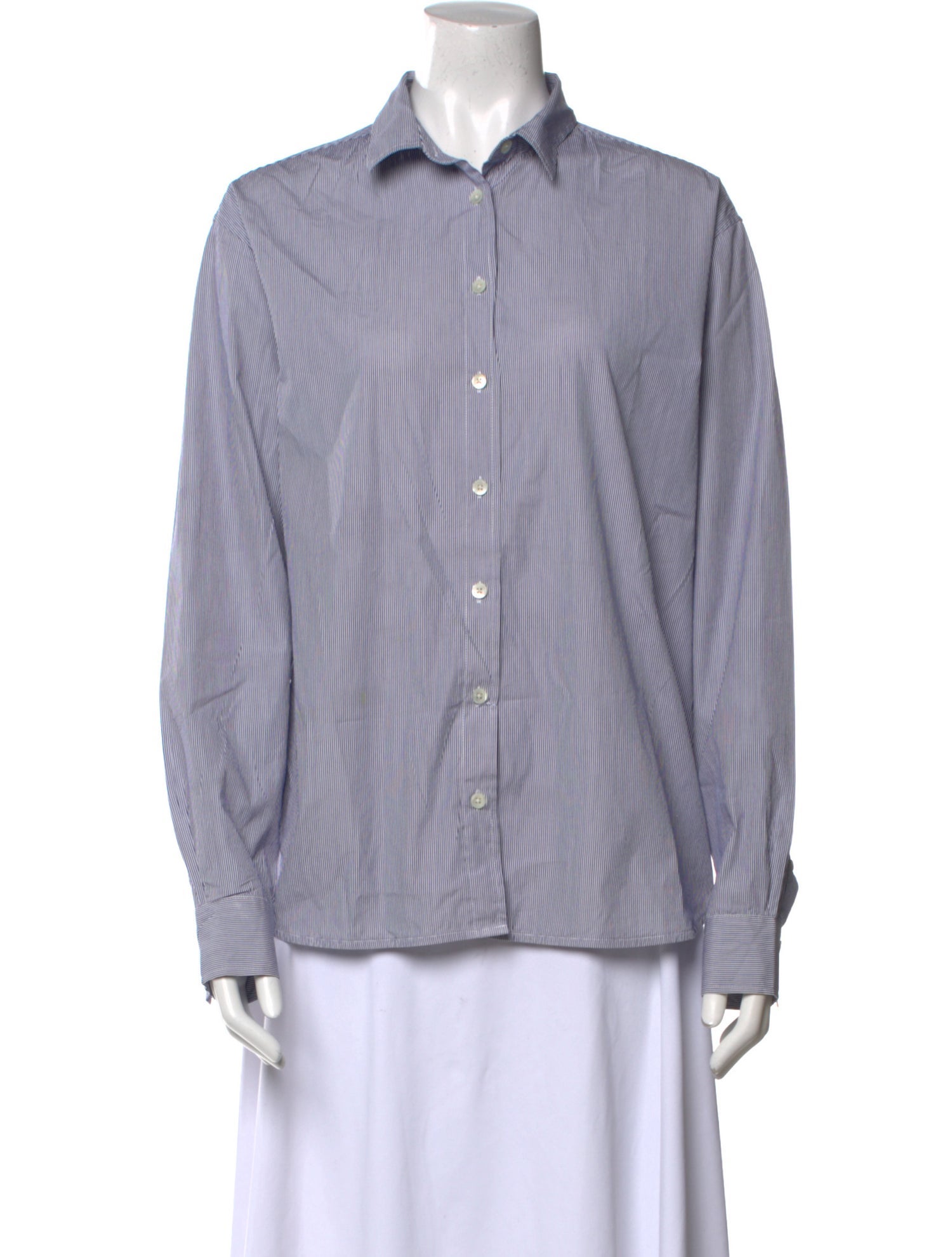 TOTEME Striped Long Sleeve Button-Up Top